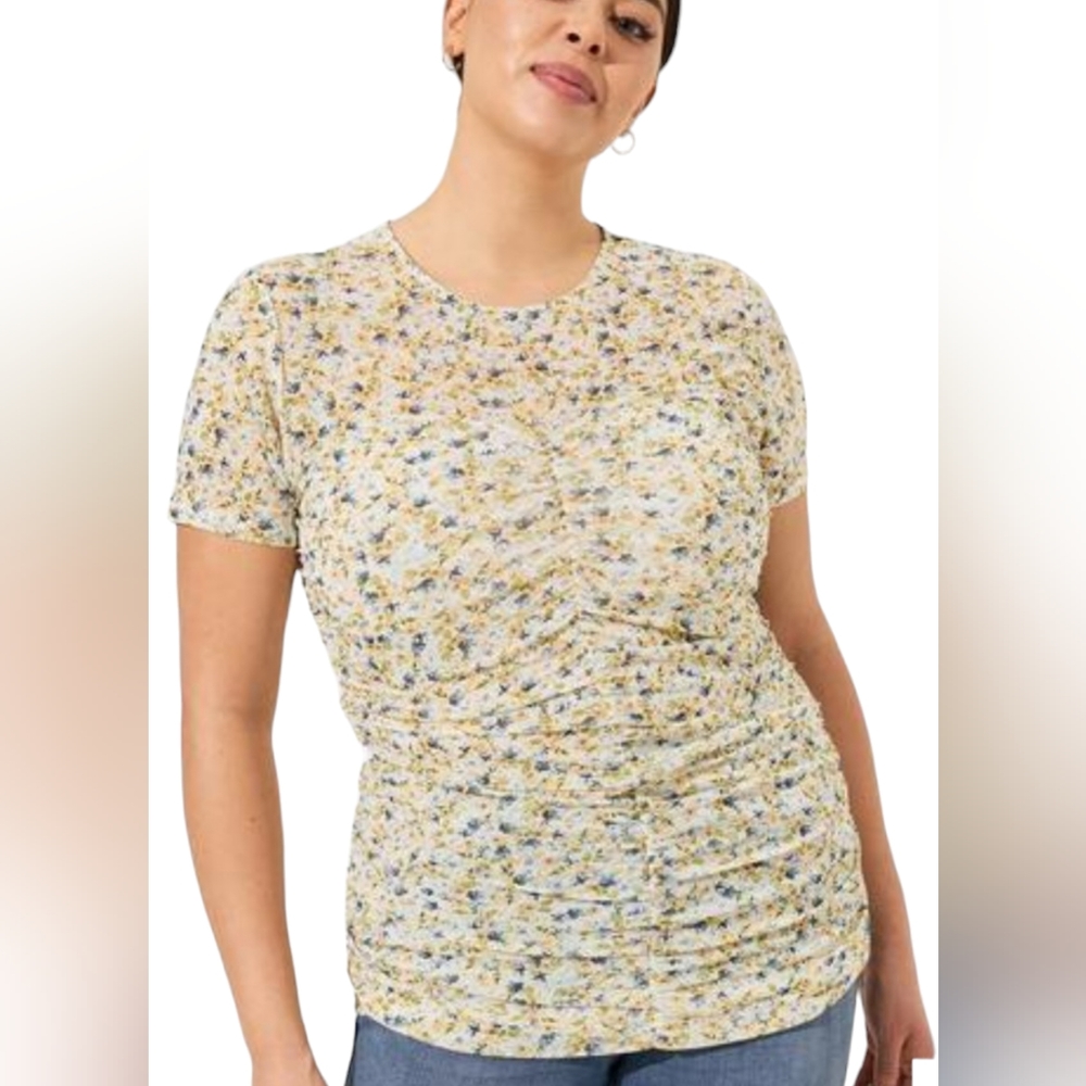 Torrid Stretch Mesh Crew Neck Ruched top